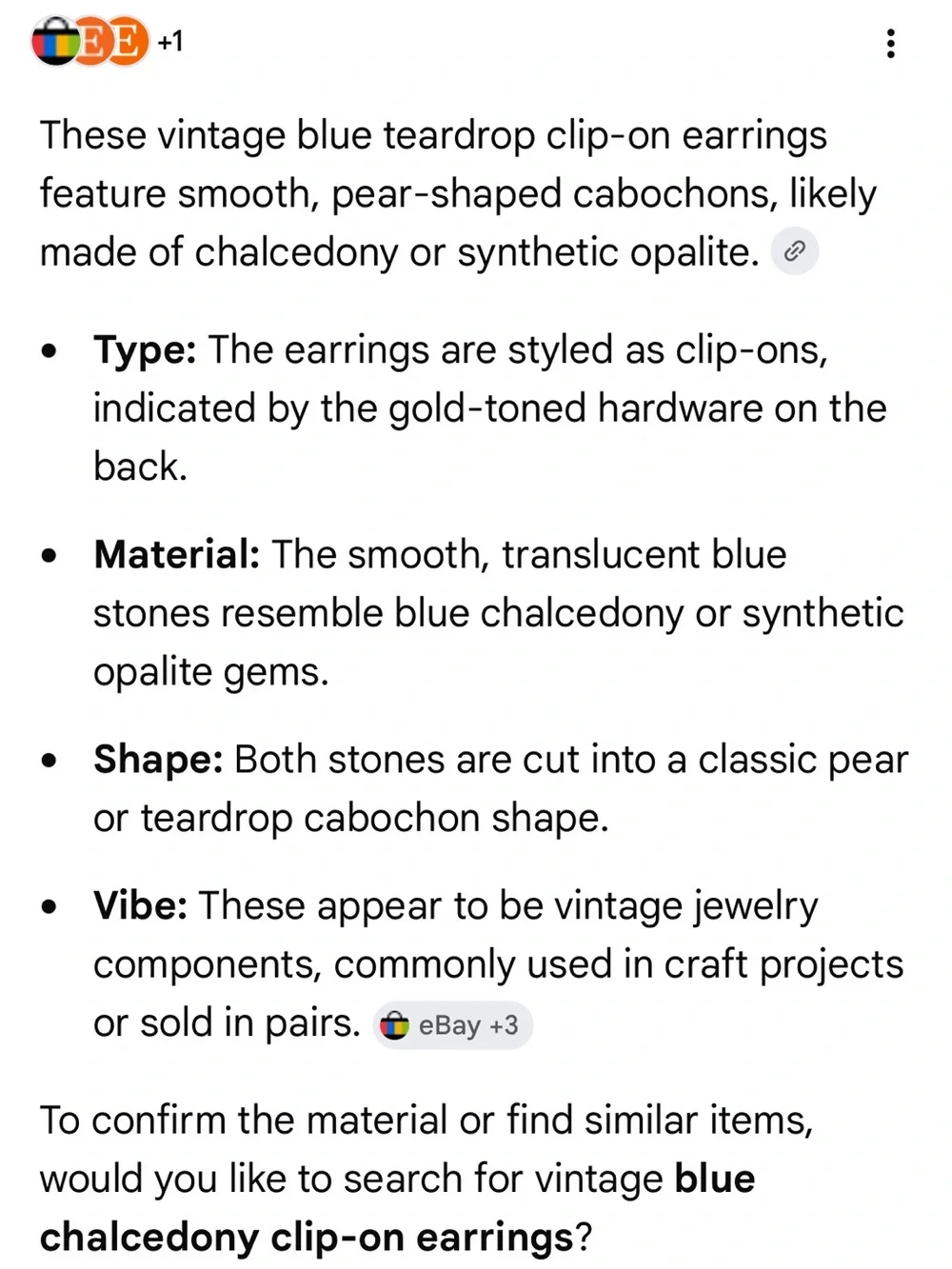 Vintage Blue Teardrop Clip-On Earrings